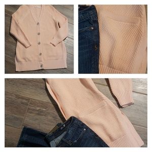 Love Hanna Coral Button Cardigan Cable Knit Large